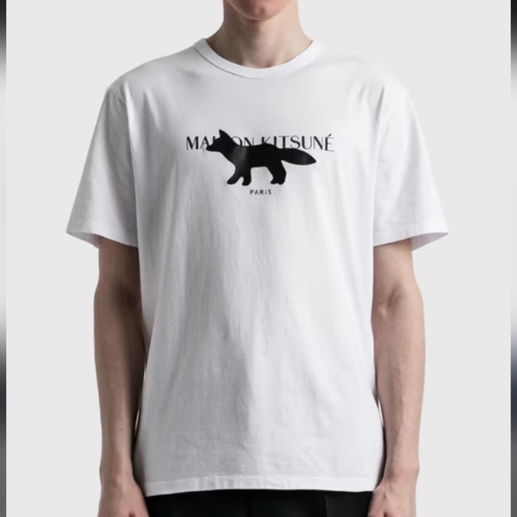 Maison Kitsune Fox Stamp Classic T-Shirt White Size XS EUC - Picture 2 of 8